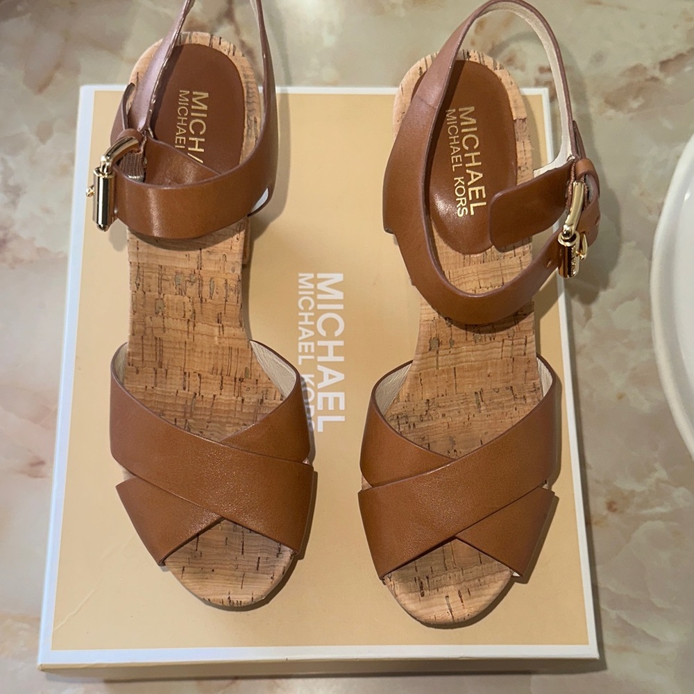 Michael Kors Brown Leather Sandals